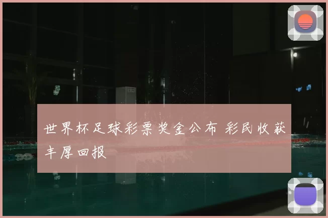 世界杯足球彩票奖金公布 彩民收获丰厚回报